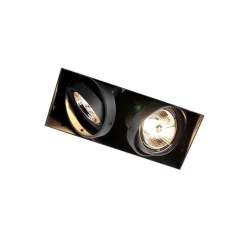 QAZQA Einbaustrahler|Wohnzimmerlampen*Set mit 6 Einbaustrahlern, schwarz, GU10, AR70, randlos, 2-flammig – Oneon