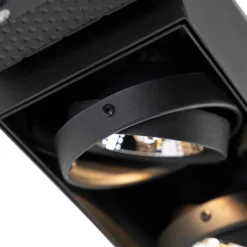 QAZQA Einbaustrahler|Wohnzimmerlampen*Set mit 6 Einbaustrahlern, schwarz, GU10, AR70, randlos, 2-flammig – Oneon