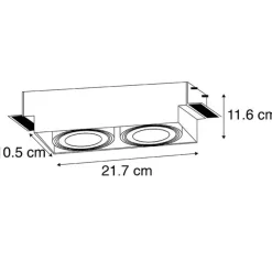 QAZQA Einbaustrahler|Wohnzimmerlampen*Set mit 6 Einbaustrahlern, schwarz, GU10, AR70, randlos, 2-flammig – Oneon