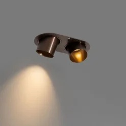 QAZQA Einbaustrahler|Wohnzimmerlampen*Set mit 6 Einbaustrahlern Dunkelbronze GU10 50mm 2-Licht - Installa