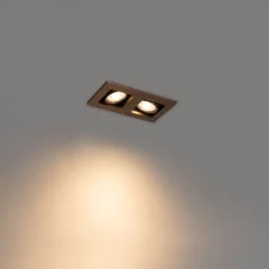 QAZQA Einbaustrahler|Wohnzimmerlampen*Set mit 6 Einbaustrahlern Dunkelbronze Rechteckig 2-Licht Verstellbar - Qure