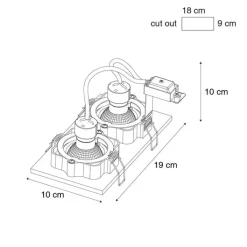 QAZQA Einbaustrahler|Wohnzimmerlampen*Set mit 6 Einbaustrahlern Dunkelbronze Rechteckig 2-Licht Verstellbar - Qure