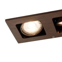 QAZQA Einbaustrahler|Wohnzimmerlampen*Set mit 6 Einbaustrahlern Dunkelbronze Rechteckig 2-Licht Verstellbar - Qure