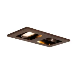 QAZQA Einbaustrahler|Wohnzimmerlampen*Set mit 6 Einbaustrahlern Dunkelbronze Rechteckig 2-Licht Verstellbar - Qure