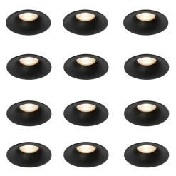 QAZQA Schlafzimmerlampen|Küchenlampen*Set mit 12 Einbaustrahlern schwarz GU10 50mm - Gijs