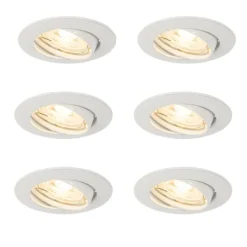 QAZQA Einbaustrahler|Wohnzimmerlampen*Set mit 6 Einbaustrahlern weiß GU10 35mm - Edu