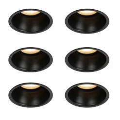 QAZQA Einbaustrahler|Wohnzimmerlampen*Set mit 6 Einbaustrahlern schwarz GU10 50mm IP44 - Dept