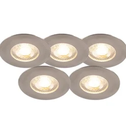 QAZQA Led-Außenleuchten|Led-Strahler*Set mit 5 Einbaustrahlern Silber 3-Stufen-Dimmbar IP44 - Ulo