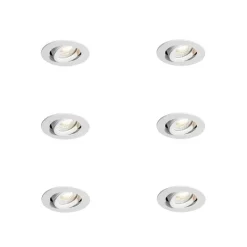 QAZQA Badezimmerlampen|Einbaustrahler*Set mit 6 Einbaustrahlern Weiß Neigbar 6,5 cm inkl. LED IP54 Ultra Slim - Pupil