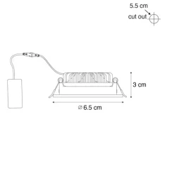 QAZQA Badezimmerlampen|Einbaustrahler*Set mit 6 Einbaustrahlern Weiß Neigbar 6,5 cm inkl. LED IP54 Ultra Slim - Pupil