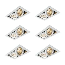 QAZQA Einbaustrahler|Wohnzimmerlampen*Set mit 6 Einbaustrahlern Weiß AR111 Verstellbar 2-Lichter - Oneon