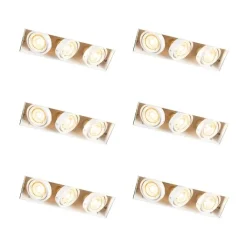 QAZQA Einbaustrahler|Wohnzimmerlampen*Set mit 6 Einbaustrahlern Weiß Verstellbar Rahmenlos 3-Lichter - Oneon