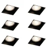 QAZQA Einbaustrahler*Set mit 6 Einbaustrahlern schwarz GU10 50mm randlos - Oneon