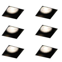 QAZQA Einbaustrahler*Set mit 6 Einbaustrahlern schwarz GU10 50mm randlos - Oneon