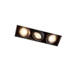 QAZQA Einbaustrahler|Wohnzimmerlampen*Set mit 6 Einbaustrahlern Schwarz Verstellbar Rahmenlos 3-Lichter - Oneon