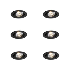 QAZQA Badezimmerlampen|Led-Strahler*Set mit 6 Einbaustrahlern schwarz neigbar 8,2 cm inkl. LED Dim to Warm IP54 Ultra Slim - Pupil