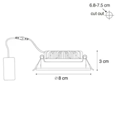 QAZQA Badezimmerlampen|Led-Strahler*Set mit 6 Einbaustrahlern schwarz neigbar 8,2 cm inkl. LED Dim to Warm IP54 Ultra Slim - Pupil