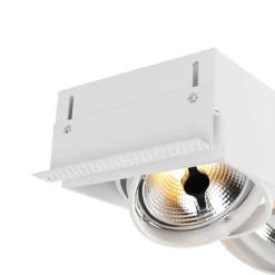 QAZQA Einbaustrahler|Wohnzimmerlampen*Set mit 6 Einbaustrahlern Weiß AR111 Trimless 3-Licht - Oneon