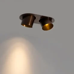 QAZQA Einbaustrahler|Wohnzimmerlampen*Set mit 6 Einbaustrahlern Dunkelbronze GU10 70mm Schwenkbar 2-Licht - Installa