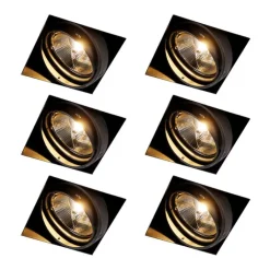 QAZQA Einbaustrahler|Wohnzimmerlampen*Set mit 6 Einbaustrahlern schwarz GU10 AR111 Trimless - Oneon