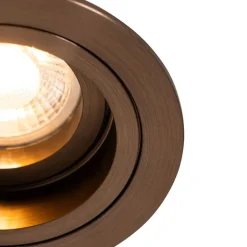 QAZQA Einbaustrahler|Wohnzimmerlampen*Set mit 6 Einbaustrahlern Dunkelbronze Rund Verstellbar - Chuck