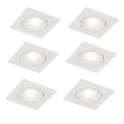 QAZQA Außenstrahler|Einbaustrahler*Set mit 6 Einbaustrahlern weiß quadratisch GU10 50mm IP44 - Xena
