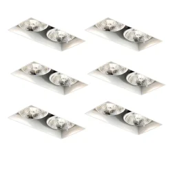QAZQA Einbaustrahler|Wohnzimmerlampen*Set mit 6 Einbaustrahlern weiß GU10 70 mm 2-flammig ohne Rahmen - Oneon