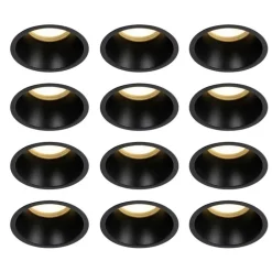 QAZQA Schlafzimmerlampen|Küchenlampen*Set mit 12 Einbaustrahlern schwarz GU10 70mm IP44 - Dept