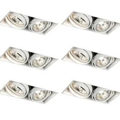 QAZQA Einbaustrahler|Wohnzimmerlampen*Set mit 6 Einbaustrahlern weiß GU10 70mm 2-flammig Trimless - Oneon