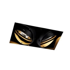 QAZQA Einbaustrahler|Wohnzimmerlampen*Set mit 3 Einbaustrahlern, schwarz, GU10 AR111, randlos, 2-flammig – Oneon