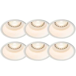 QAZQA Schlafzimmerlampen|Küchenlampen*Set mit 6 Einbaustrahlern weiß rund - Dept