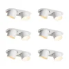 QAZQA Einbaustrahler|Wohnzimmerlampen*Set mit 6 Einbaustrahlern Weiß GU10 70mm Schwenkbar 2-Licht - Installa