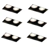 QAZQA Einbaustrahler*Set mit 6 Einbaustrahlern schwarz GU10 50mm 2-flammig ohne Rahmen - Oneon