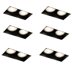 QAZQA Einbaustrahler*Set mit 6 Einbaustrahlern schwarz GU10 50mm 2-flammig ohne Rahmen - Oneon