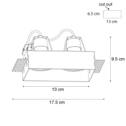 QAZQA Einbaustrahler*Set mit 6 Einbaustrahlern schwarz GU10 50mm 2-flammig ohne Rahmen - Oneon