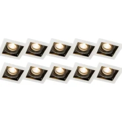 QAZQA Einbaustrahler|Wohnzimmerlampen*Set mit 10 Einbaustrahlern aus weißem Stahl - Carree