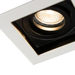 QAZQA Einbaustrahler|Wohnzimmerlampen*Set mit 10 Einbaustrahlern aus weißem Stahl - Carree