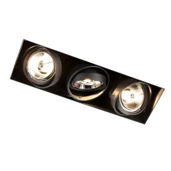 QAZQA Einbaustrahler|Wohnzimmerlampen*Set mit 6 Einbaustrahlern schwarz GU10 AR70 Trimless 3-Licht - Oneon