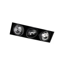 QAZQA Einbaustrahler|Wohnzimmerlampen*Set mit 6 Einbaustrahlern schwarz GU10 AR70 Trimless 3-Licht - Oneon