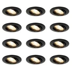 QAZQA Schlafzimmerlampen|Küchenlampen*Set mit 12 Einbaustrahlern schwarz GU10 35mm - Edu