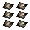 QAZQA Einbaustrahler|Wohnzimmerlampen*Set mit 6 Einbaustrahlern schwarz AR111 Kippbar und drehbar Trimless - Oneon