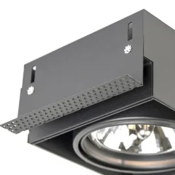 QAZQA Einbaustrahler|Wohnzimmerlampen*Set mit 6 Einbaustrahlern schwarz AR111 Kippbar und drehbar Trimless - Oneon