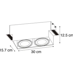 QAZQA Schlafzimmerlampen|Küchenlampen*Set mit 6 Einbaustrahlern, schwarz, GU10, AR111, randlos, 2-flammig – Oneon