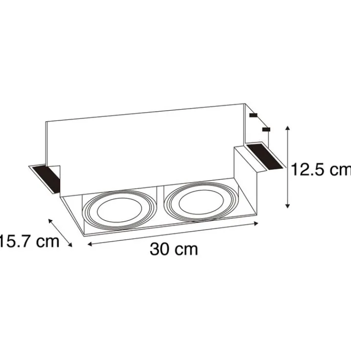 QAZQA Schlafzimmerlampen|Küchenlampen*Set mit 6 Einbaustrahlern, schwarz, GU10, AR111, randlos, 2-flammig – Oneon