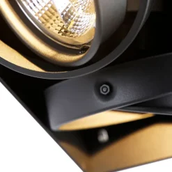 QAZQA Schlafzimmerlampen|Küchenlampen*Set mit 6 Einbaustrahlern, schwarz, GU10, AR111, randlos, 2-flammig – Oneon