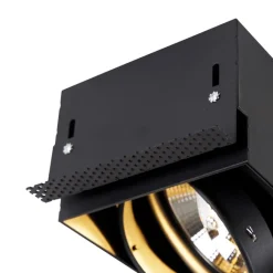 QAZQA Schlafzimmerlampen|Küchenlampen*Set mit 6 Einbaustrahlern, schwarz, GU10, AR111, randlos, 2-flammig – Oneon