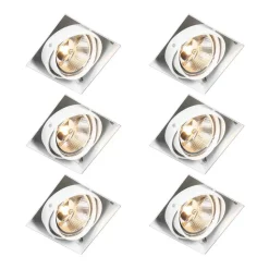 QAZQA Einbaustrahler|Wohnzimmerlampen*Set mit 6 Einbaustrahlern weiß GU10 AR111 Trimless Verstellbar - Oneon