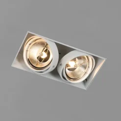 QAZQA Einbaustrahler|Wohnzimmerlampen*Set mit 6 Einbaustrahlern weiß GU10 AR111 Trimless 2-Licht - Oneon