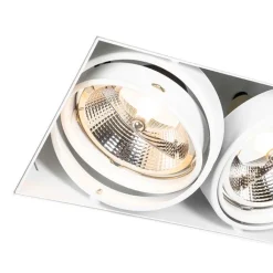 QAZQA Einbaustrahler|Wohnzimmerlampen*Set mit 6 Einbaustrahlern weiß GU10 AR111 Trimless 2-Licht - Oneon