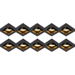 QAZQA Einbaustrahler|Wohnzimmerlampen*Set mit 10 Einbaustrahlern schwarz verstellbar - Qure